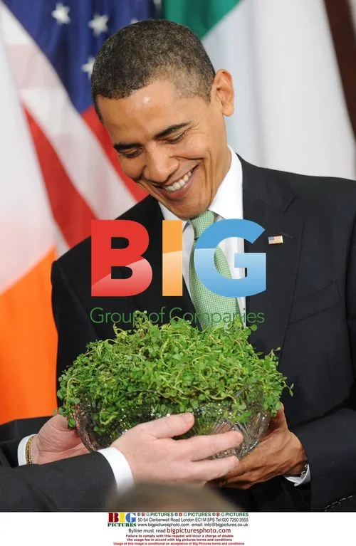 Obama Presented with Shamrock by Irish Leader