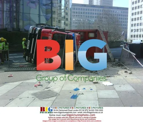 Fire engine toppled over in London
