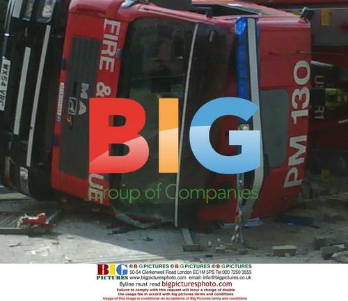 Fire engine toppled over in London