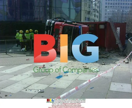 Fire engine accident near Imax Cinema, London