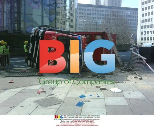 Fire Engine Topples Over in London