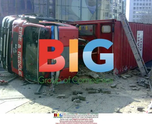 Fire engine toppled over in London