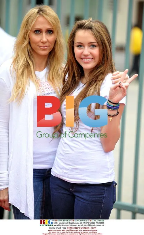Miley Cyrus and Trish Cyrus at Revlon Run/Walk