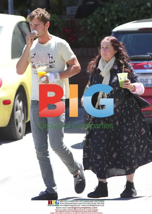 Shia LaBeouf gets nose help from mom in LA