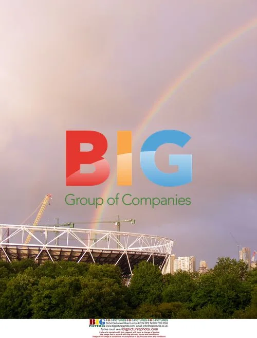 Rainbow over Olympic Stadium Construction