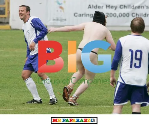 Jamie Lomas tackled by streaker at charity match
