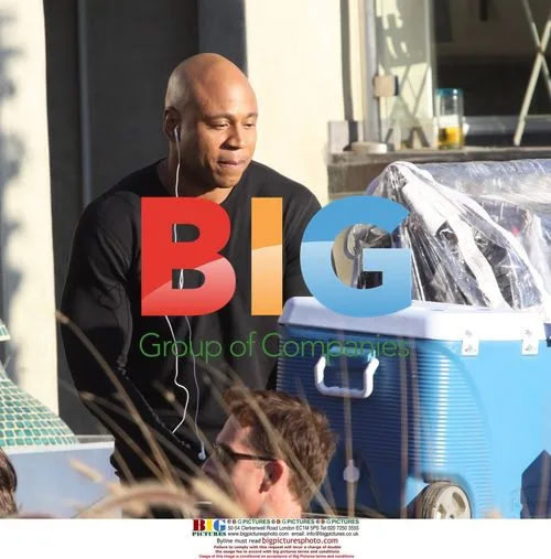 LL Cool J, Chris O'Donnell and Daniela Ruah on NCIS set