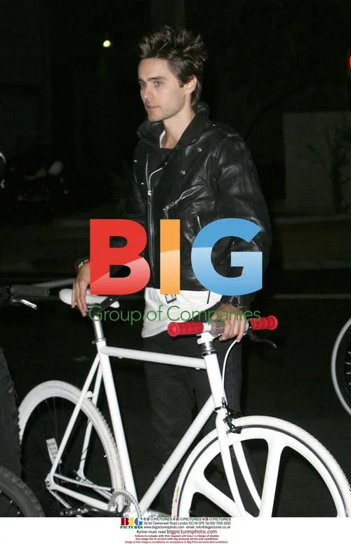 Jared Leto Cycles on LA Bridge