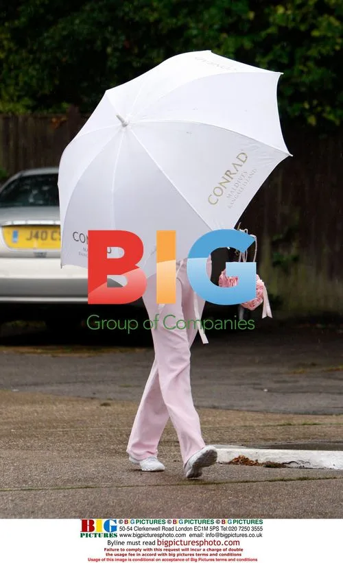 Katie Price Braves the Rain in Brighton