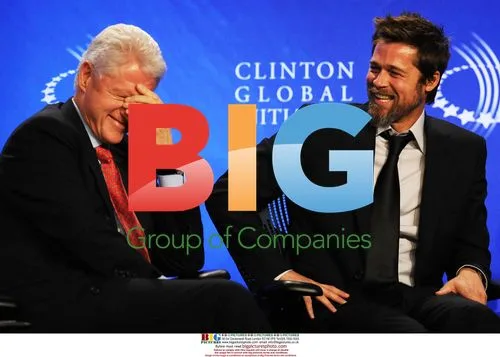 Bill Clinton and Brad Pitt at Clinton Global Initiative