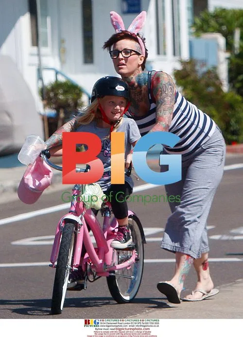 Janine Lindemulder with Daughter Sunny in Huntington Beach