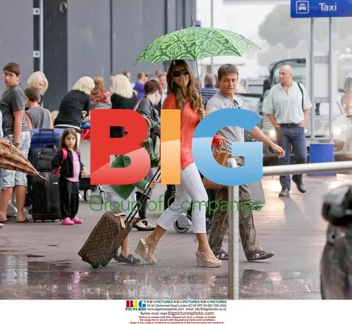 Liz Hurley, Arun Nayar and Damian at Nice Airport
