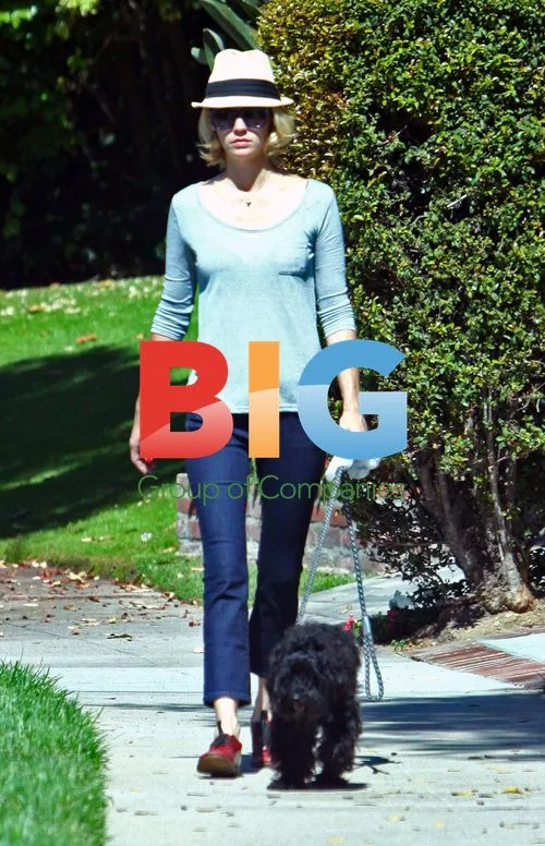 January Jones Walks Dog in Los Feliz
