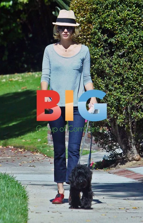 January Jones Walks Dog in Los Feliz