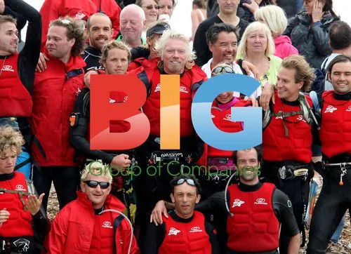 Sir Richard Branson kitesurf attempt with kids