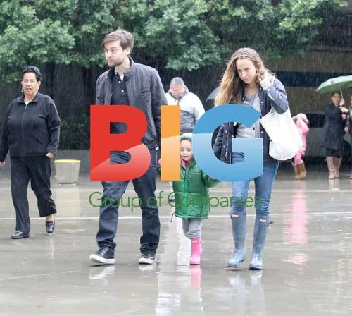 Tobey Maguire with daughter Ruby and wife Jennifer Meyer