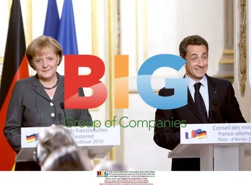 Sarkozy and Merkel at French-German Council Press Conference