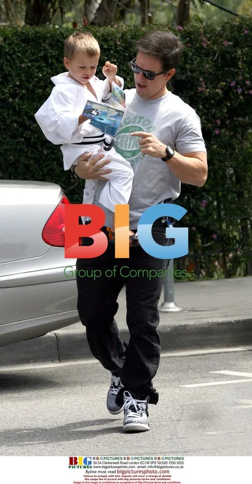 Mark Wahlberg and son Brendan at toy shop