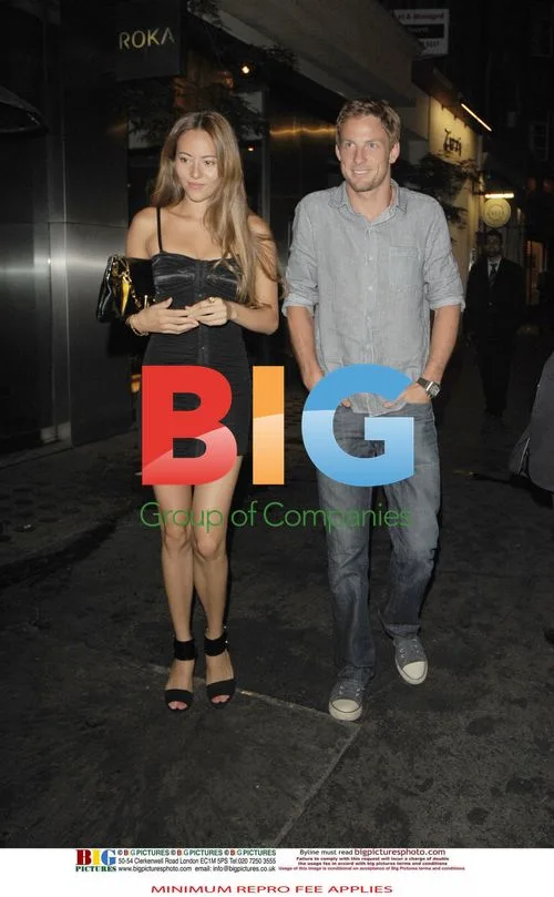Jenson Button and Jessica Michibata Leaving Restaurant