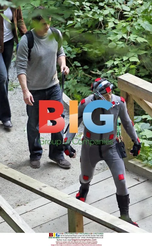 James Franco, Freida Pinto and John Lithgow on 'Caesar Rise of The Apes' set