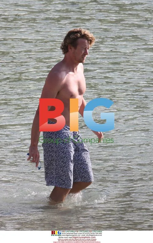 Simon Baker and Family at Beach