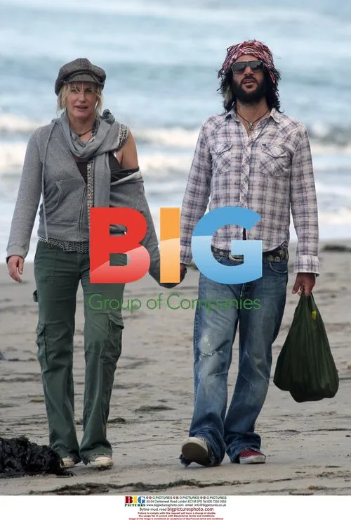 Daryl Hannah and boyfriend on Malibu beach