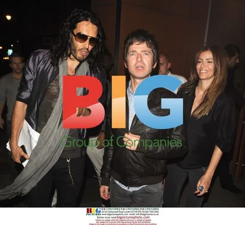 Russell Brand, Noel Gallagher and Sarah McDonald at Zuma