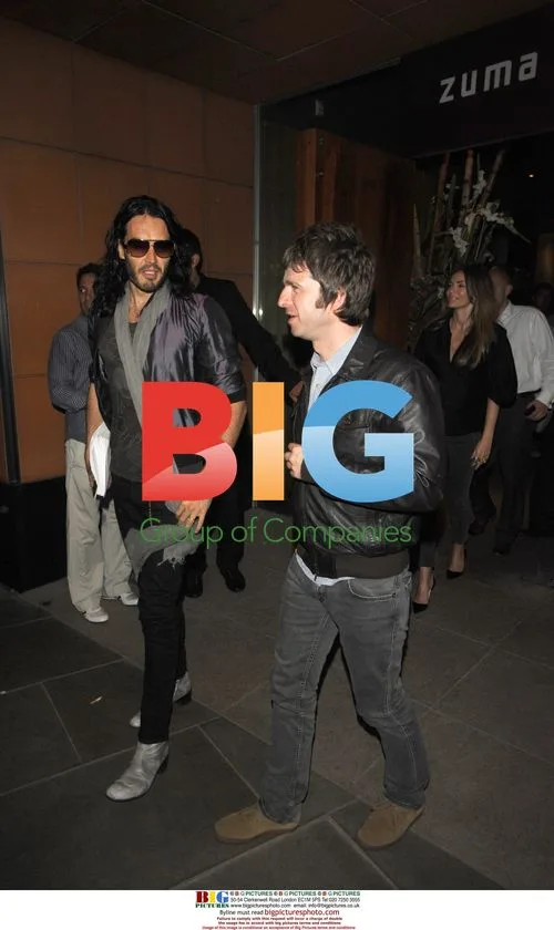 Russell Brand, Noel Gallagher, and Sarah McDonald at Zuma