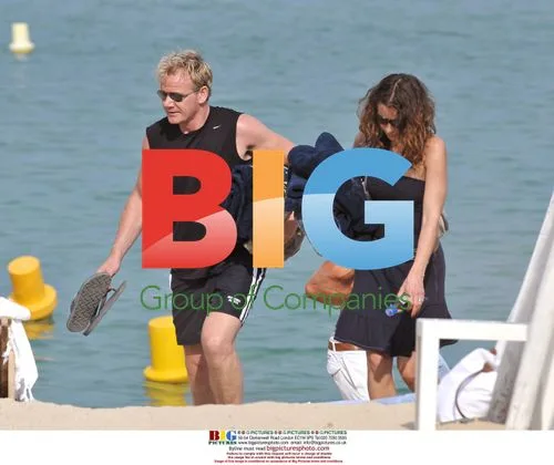 Gordon Ramsay and Wife Tanya on Saint Tropez Beach