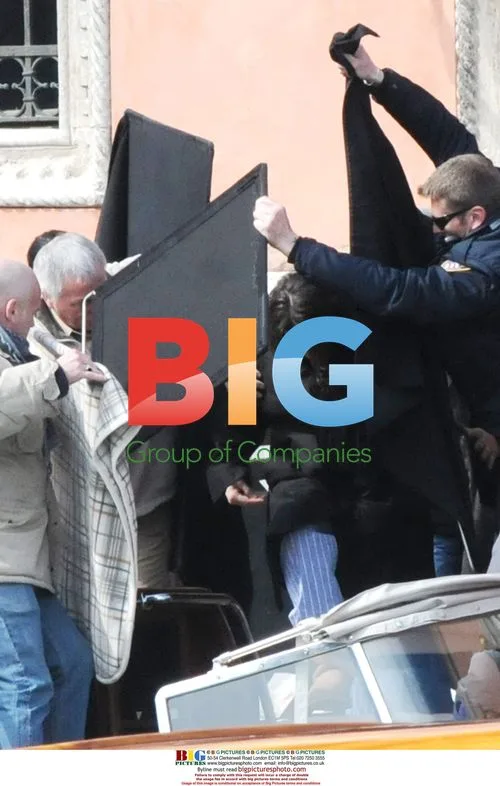 Johnny Depp Shielded by Bodyguards on Film Set
