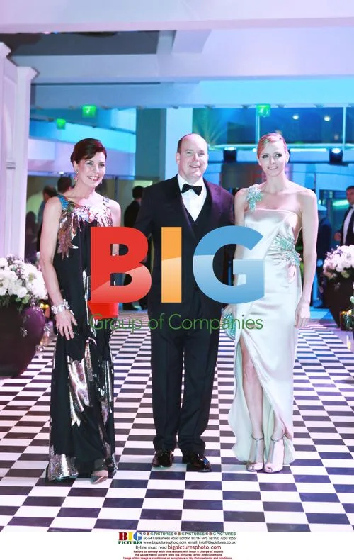 Caroline, Prince Albert II, and Charlene at Morocco Rose Ball