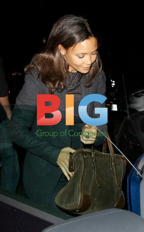 Thandie Newton and Husband Hug at Restaurant