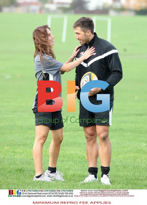 Gavin Henson and Katya Virshilas Practice Rugby Tackles
