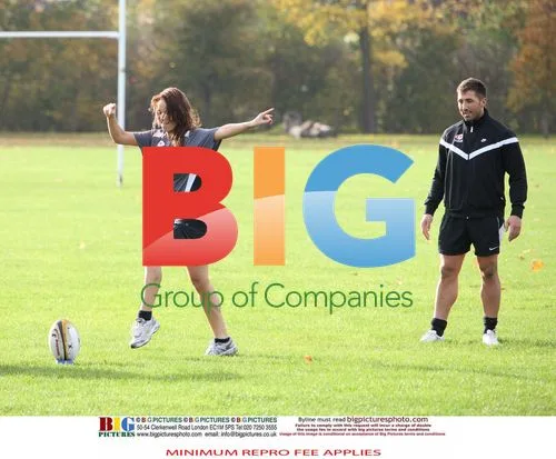 Gavin Henson and Katya Virshilas Practice Rugby Tackles