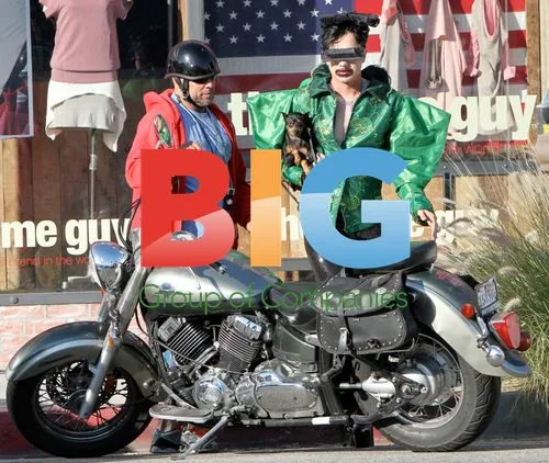 Bobby Trendy and Dog on Harley
