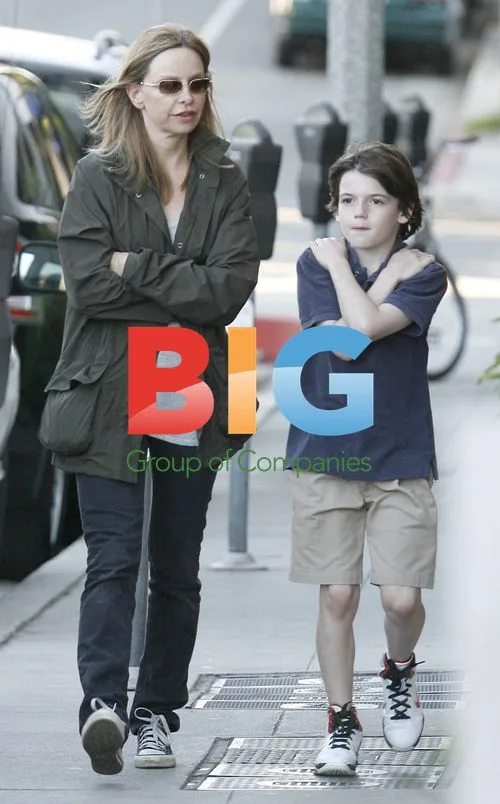 Calista Flockhart with son Liam in Brentwood