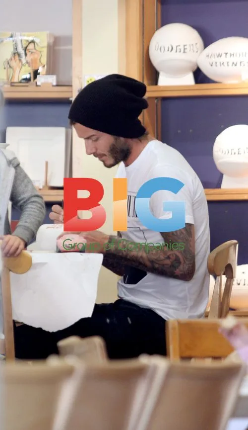 David Beckham Paints Pottery with Sons