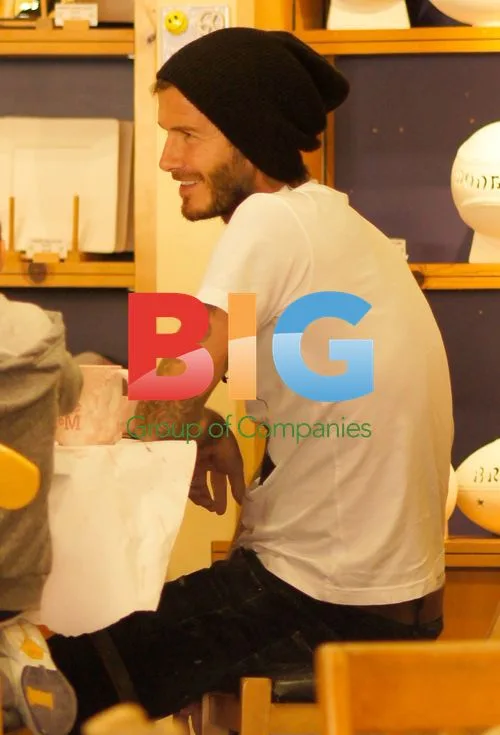 David Beckham and son at Color Me Mine