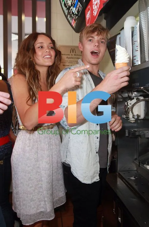 Rebecca Breeds and David Jones-Roberts visit McDonalds
