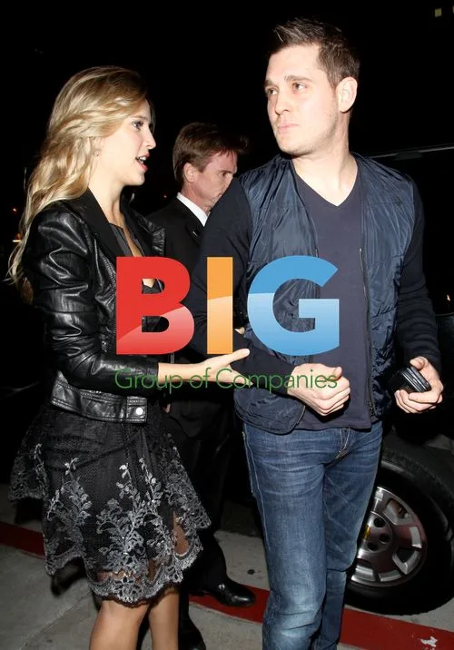 Michael Bubl and Fiancee Leave Restaurant