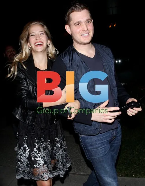 Michael Bublé and Fiancée Leaving BOA Steakhouse