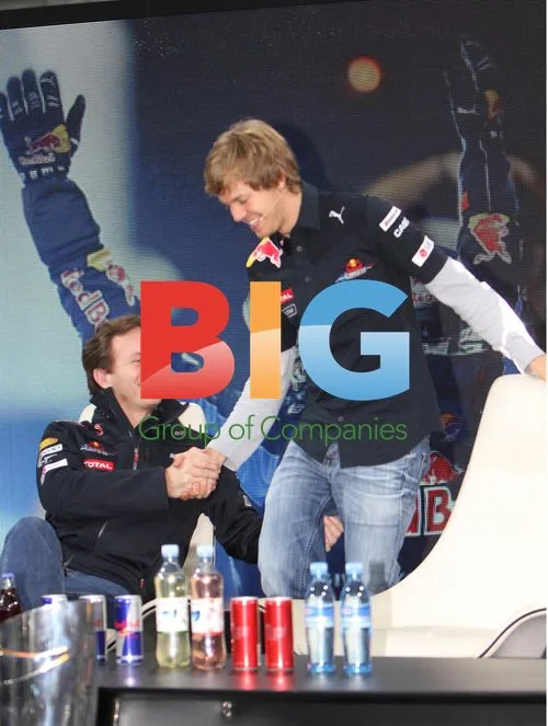 Sebastian Vettel and Mark Webber at Hangar 7
