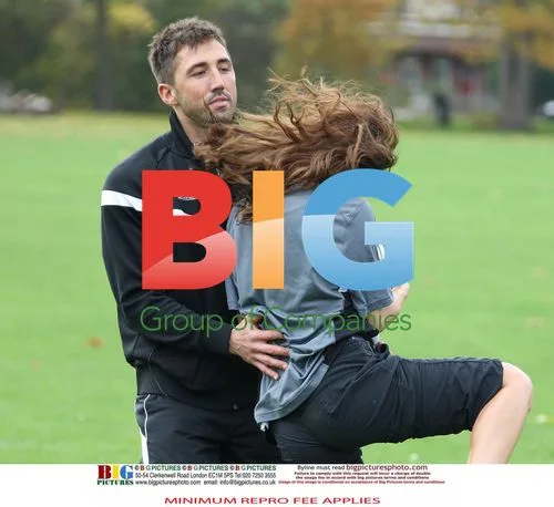 Gavin Henson and Katya Virshilas Practice Rugby Tackles