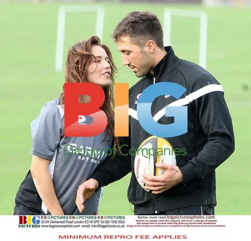 Gavin Henson and Katya Virshilas practice rugby
