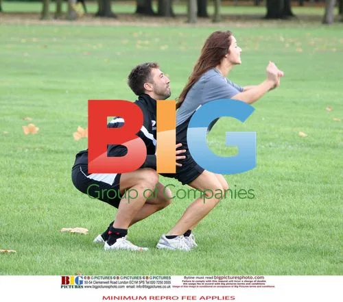 Gavin Henson and Katya Virshilas practice rugby