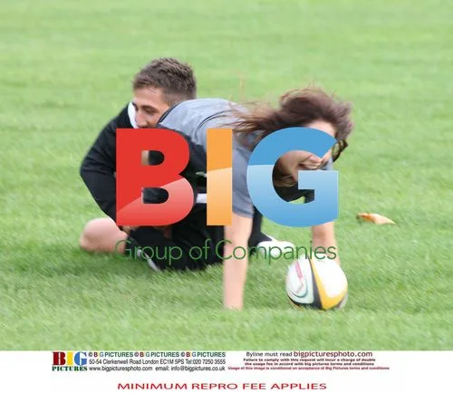 Gavin Henson and Katya Virshilas practice rugby