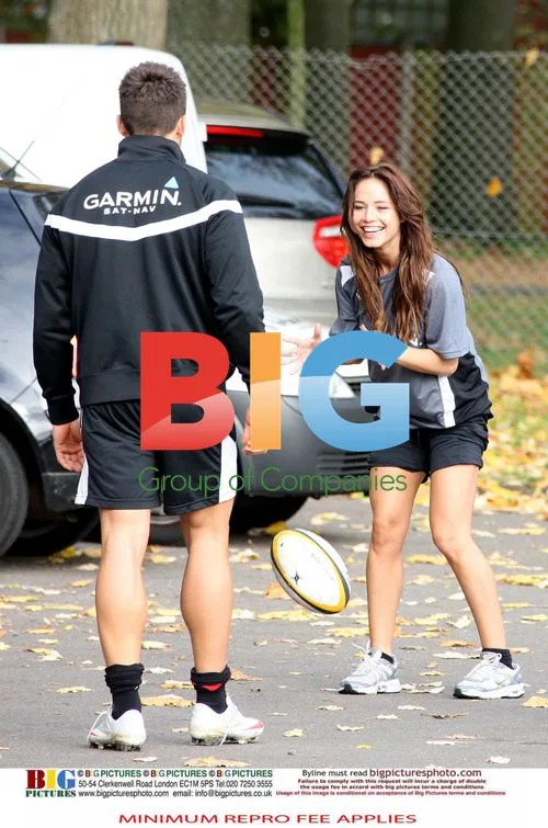 Gavin Henson and Katya Virshilas practice rugby