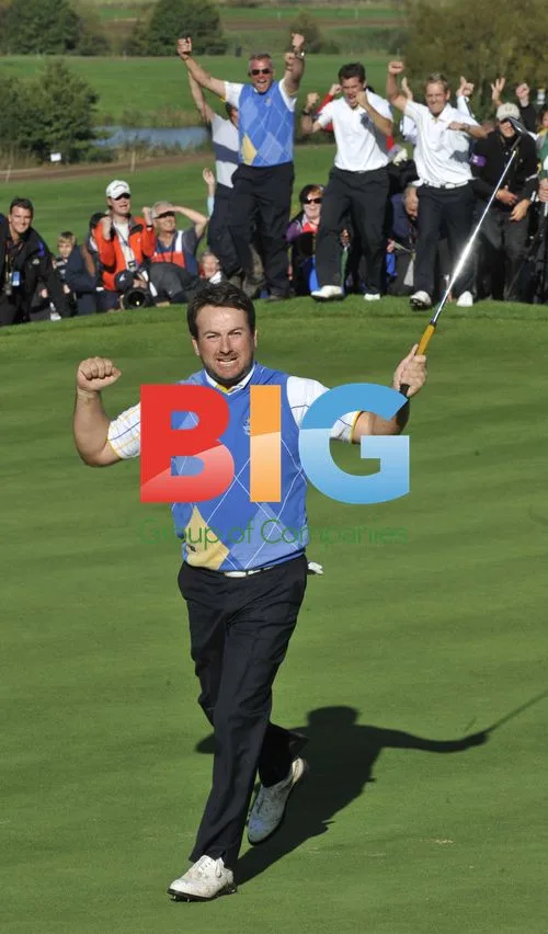 Graeme McDowell celebrates Ryder Cup victory