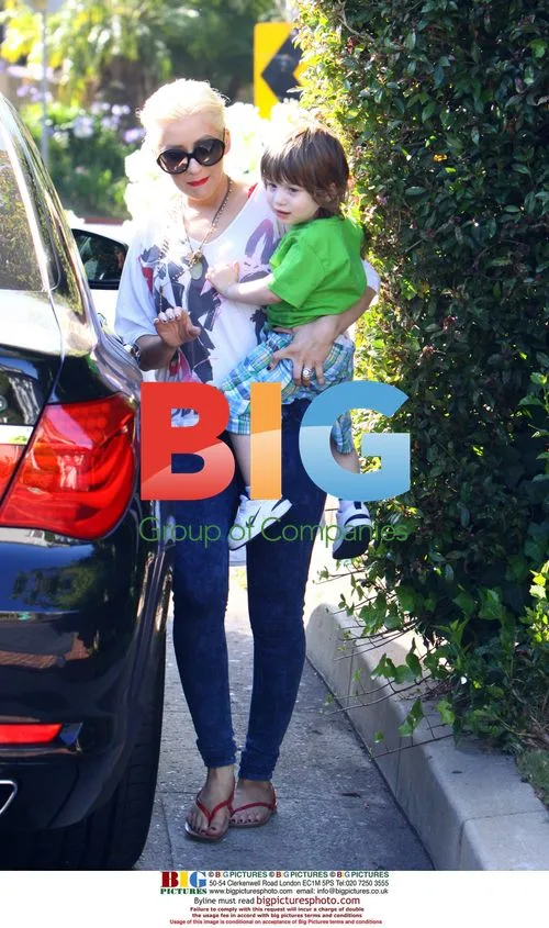 Christina Aguilera and Son Visit Friends