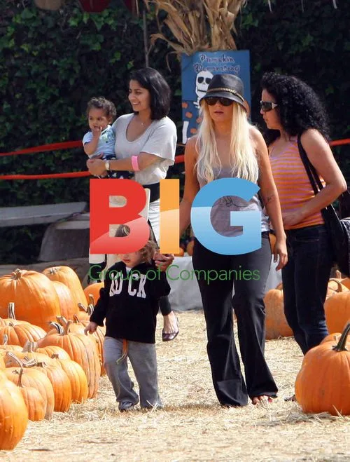 Christina Aguilera and son at pumpkin patch